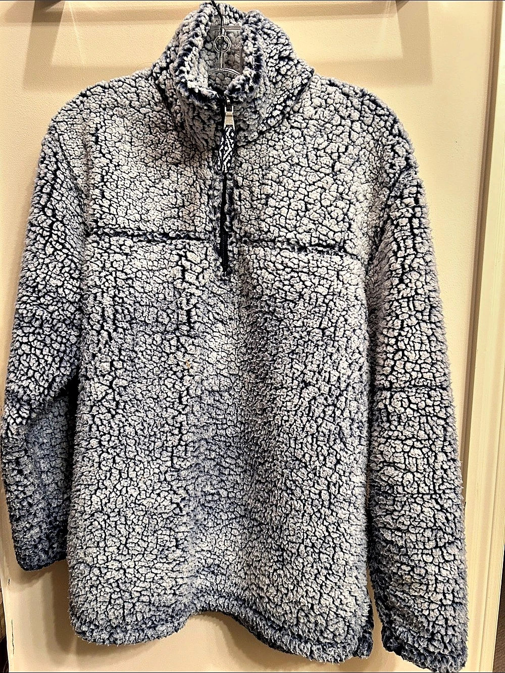 Sherpa Half-Zip Jacket in Blue & Gray